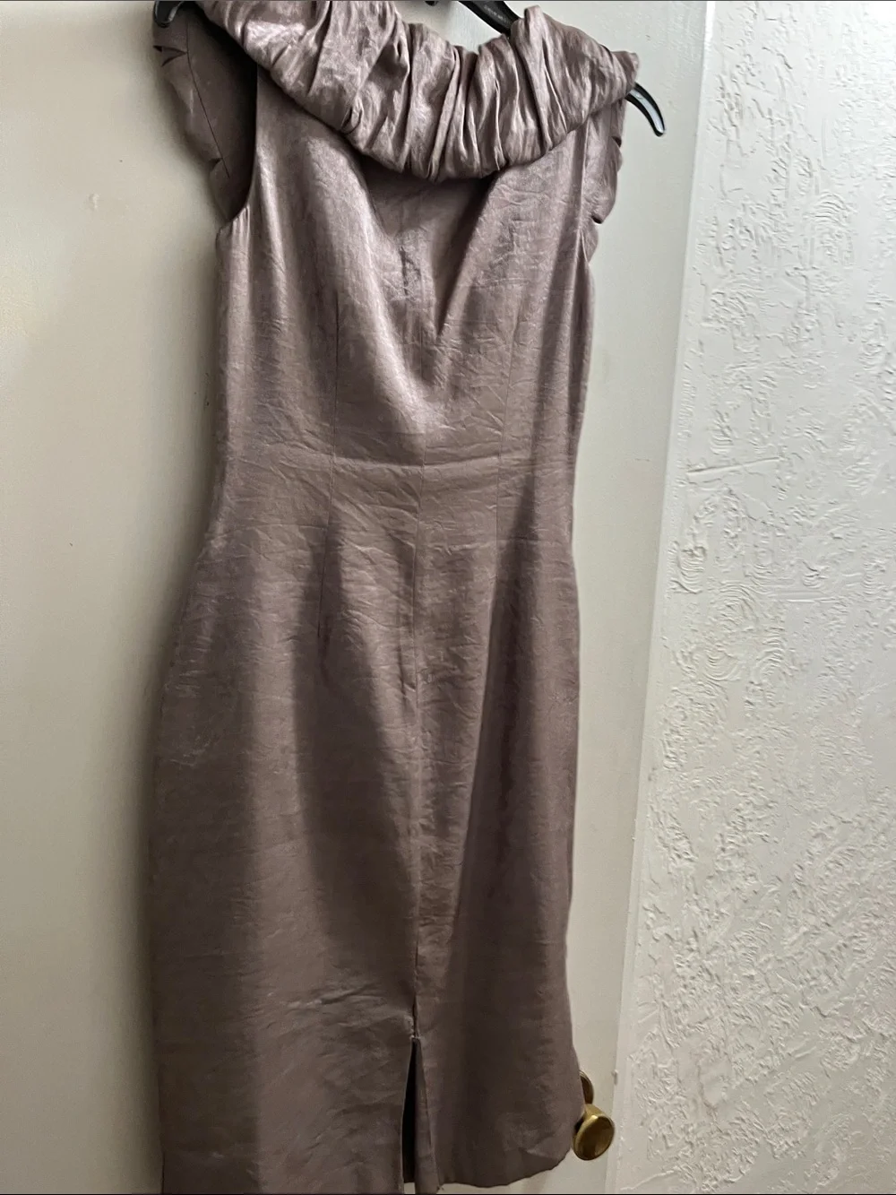 Metallic Taupe Ruffle-Front Midi Dress by Ruffian - Picture 2 of 2